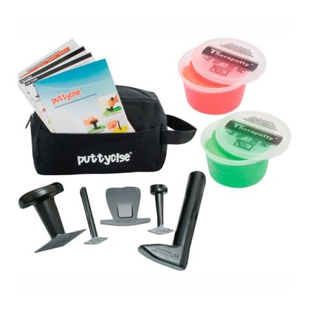 Fabrication Enterprises Puttycise TheraPutty Economy Set, 5 Tools, 2 x 1 lb. Putties, Medium (Red and Green) 347621